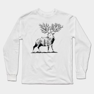 deer with forest background Long Sleeve T-Shirt